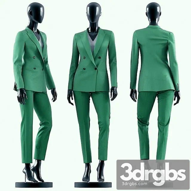 Clothes Woman green suit 3D Model Free