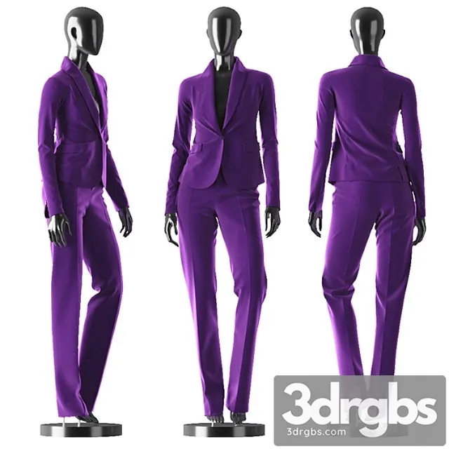 Clothes Woman purple suit 3D Model Free