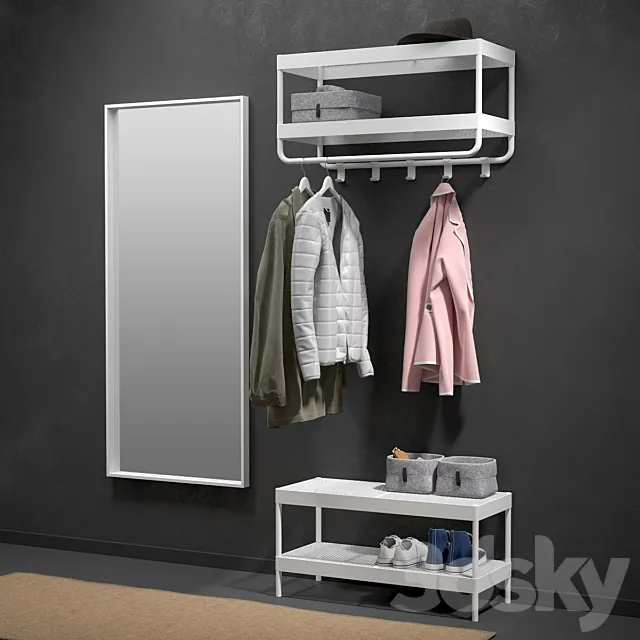 Clothing in the hallway and set Ikea Makkaper 3DModel