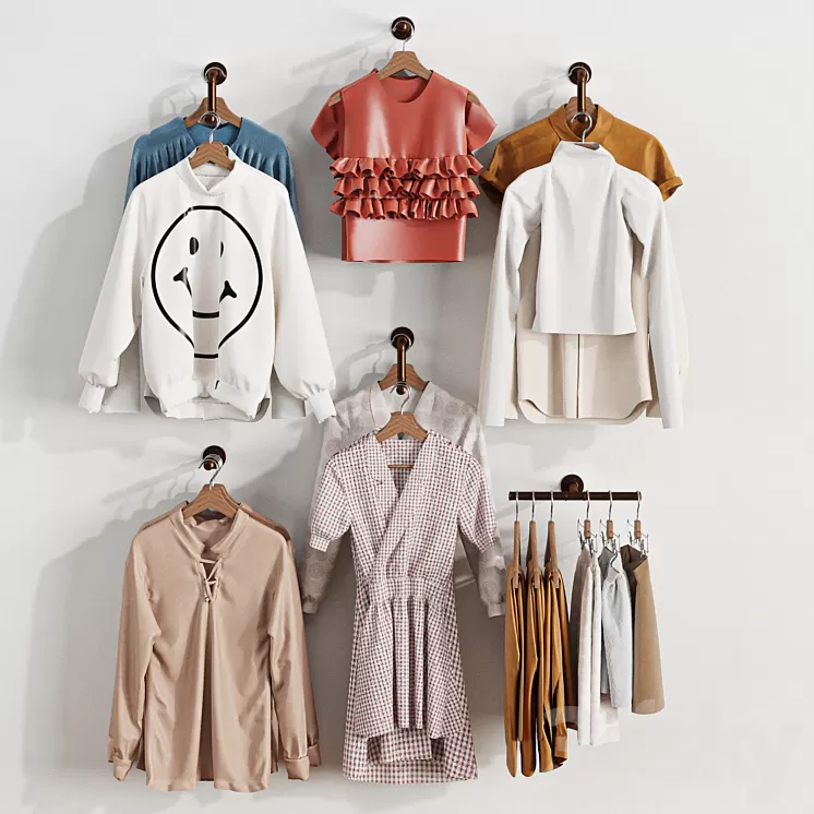 Clothing store hanger wardrobe loft 3D Model