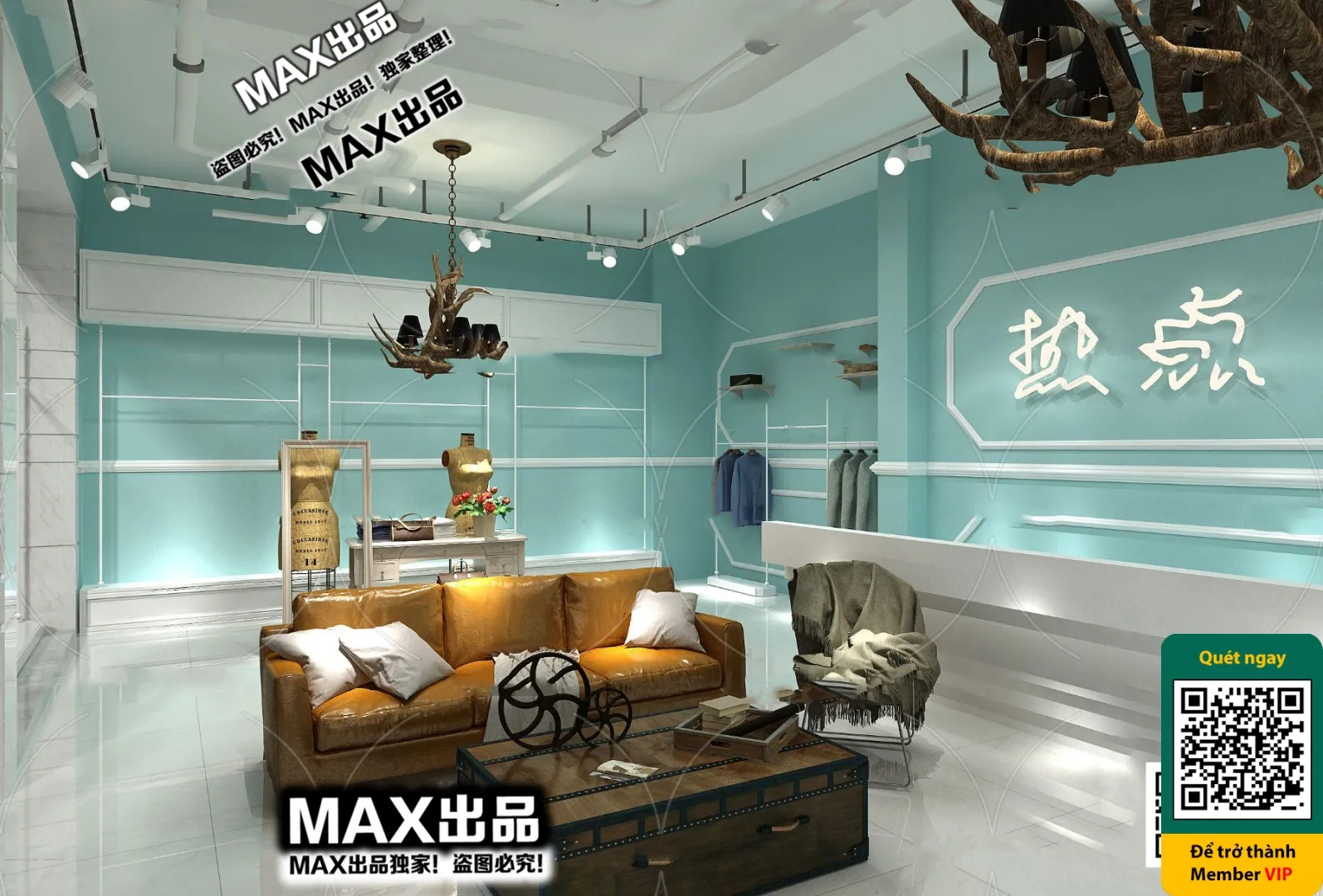 CLOTHING STORE - VRAY / CORONA - 3D MODEL - 6297