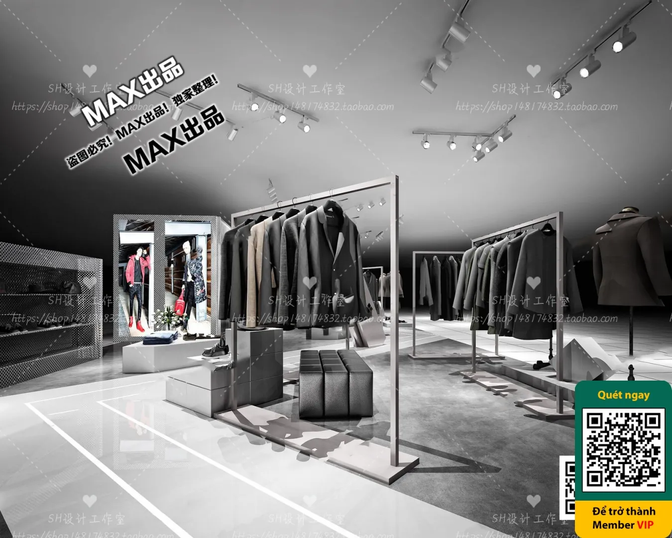 CLOTHING STORE - VRAY / CORONA - 3D MODEL - 6382