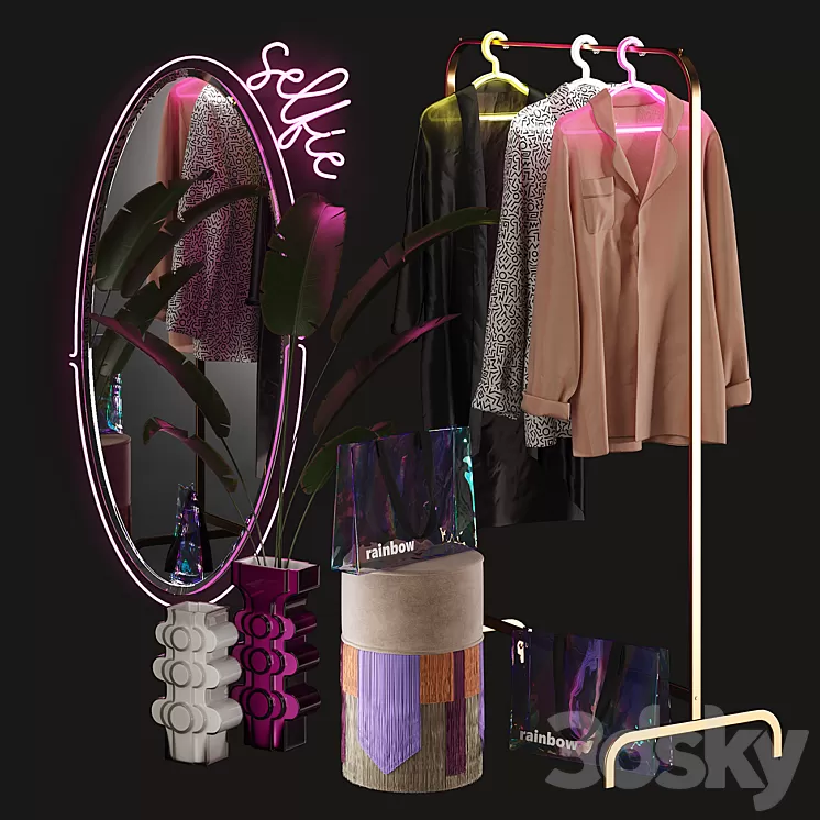 Clothing store window display set 3D Model Free