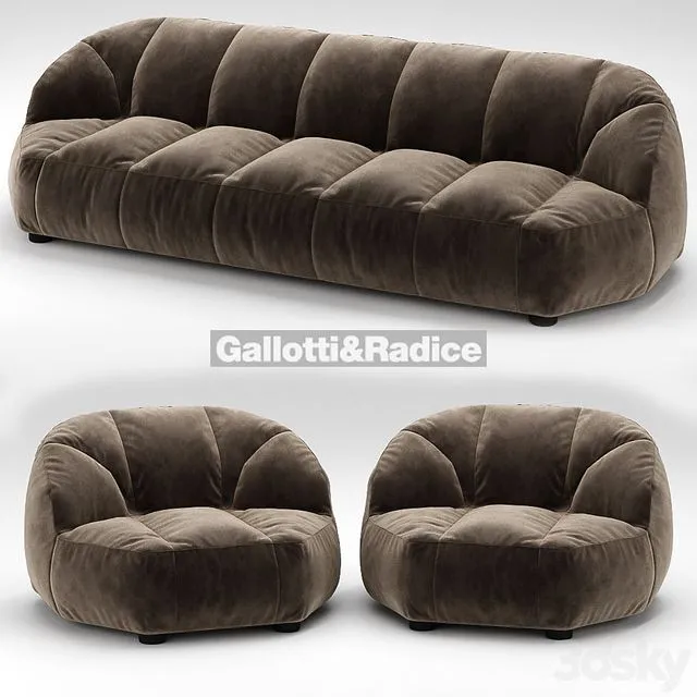 Cloud sofa and armchair Galotti & Radice 3D Model