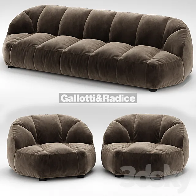 Cloud sofa and armchair Galotti & Radice 3D Model