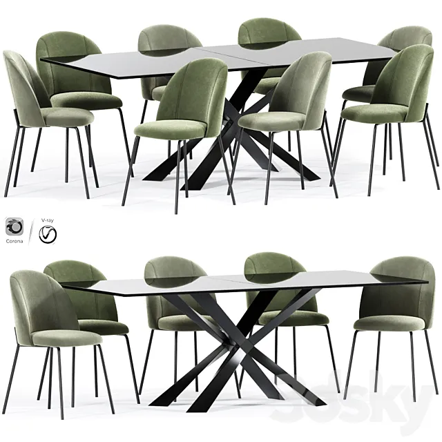 Cloyd Dining Table Chair Collection 3D Model