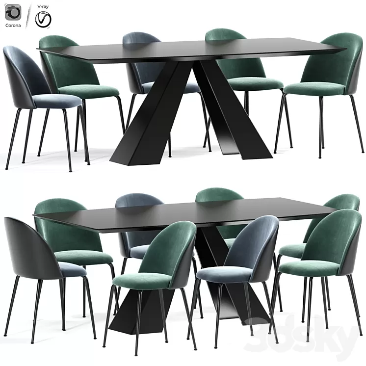 Cloyd Upholstered Side Chair Table 3D Model
