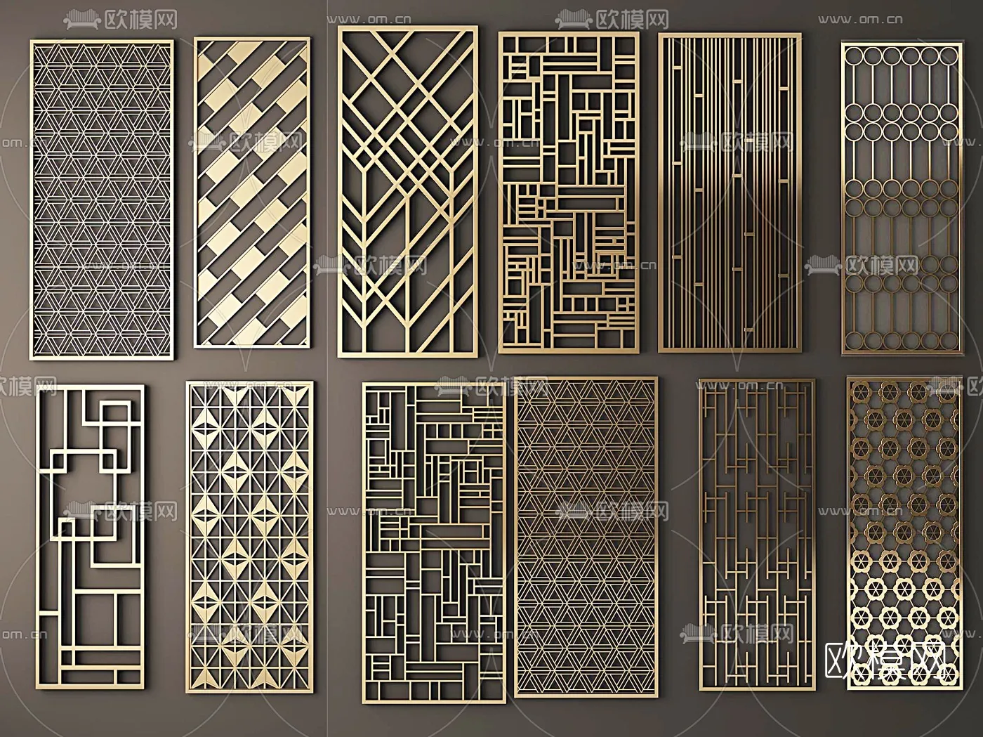 CNC Panels 3D Models - CNC Wall 3D Blocks - 002 - VRAY Render