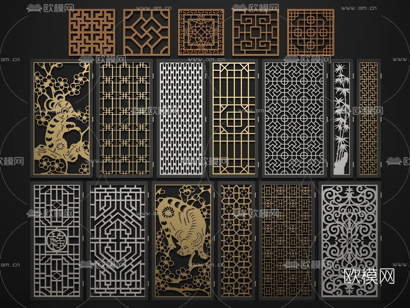 CNC Panels 3D Models - CNC Wall 3D Blocks - 005 - VRAY Render