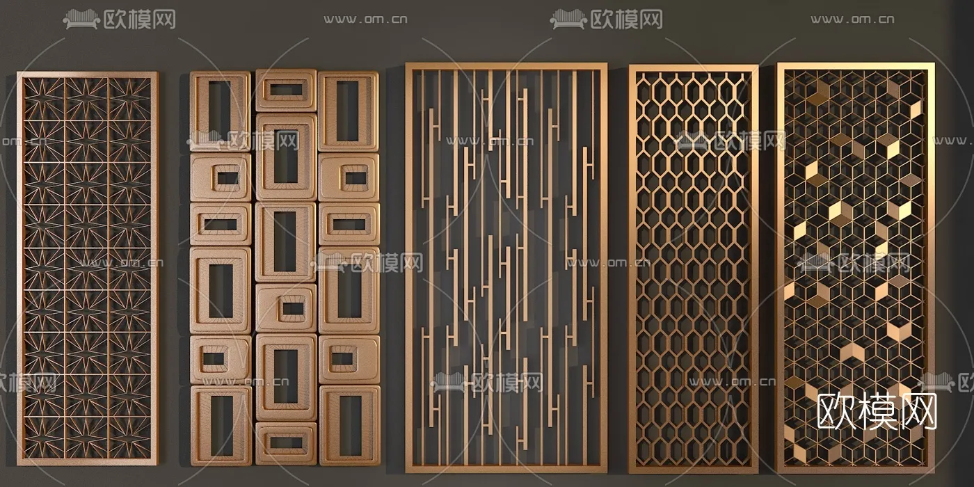 CNC Panels 3D Models - CNC Wall 3D Blocks - 011 - VRAY Render