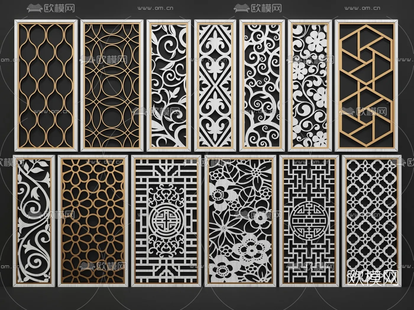 CNC Panels 3D Models - CNC Wall 3D Blocks - 012 - VRAY Render