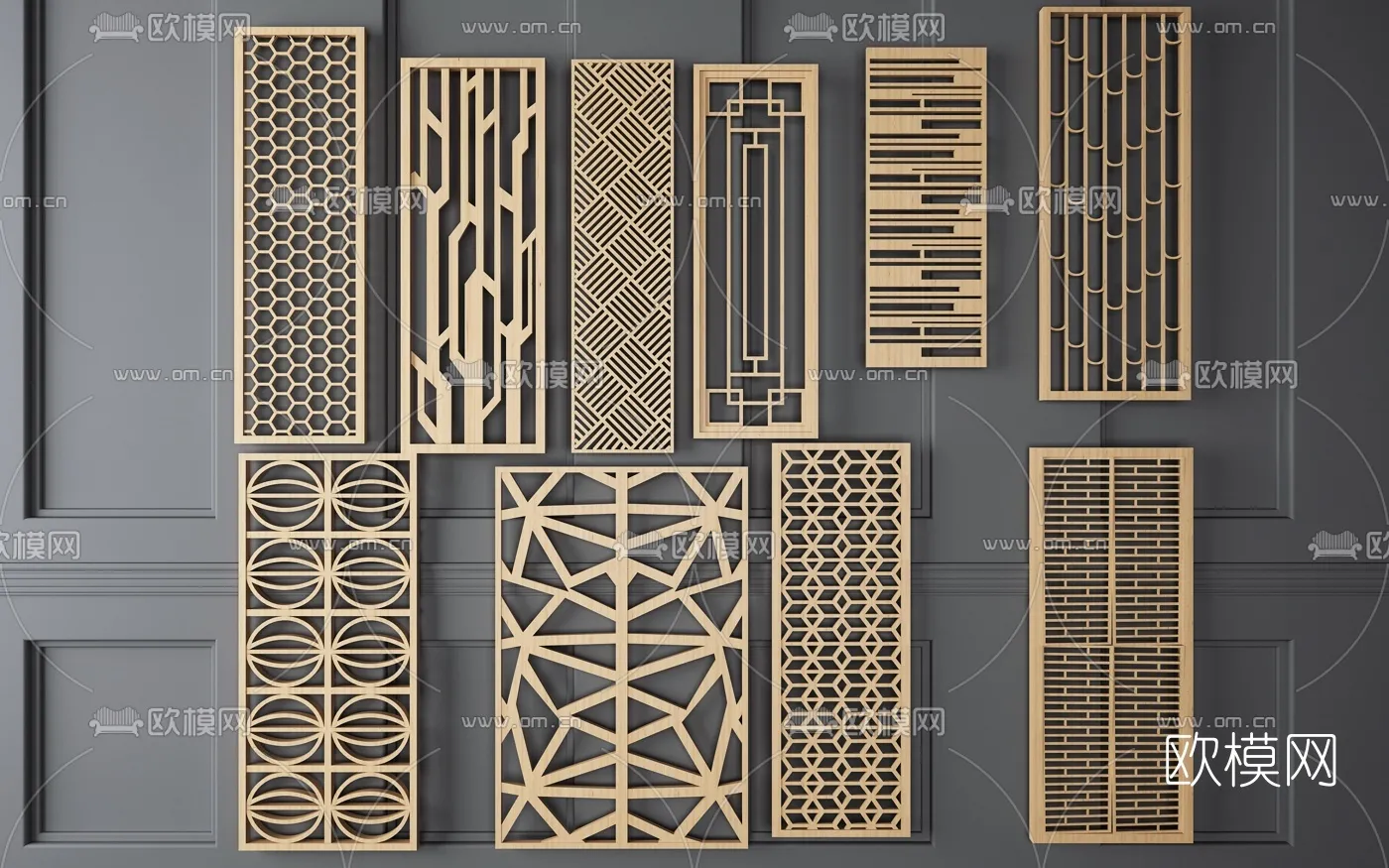 CNC Panels 3D Models - CNC Wall 3D Blocks - 020 - VRAY Render