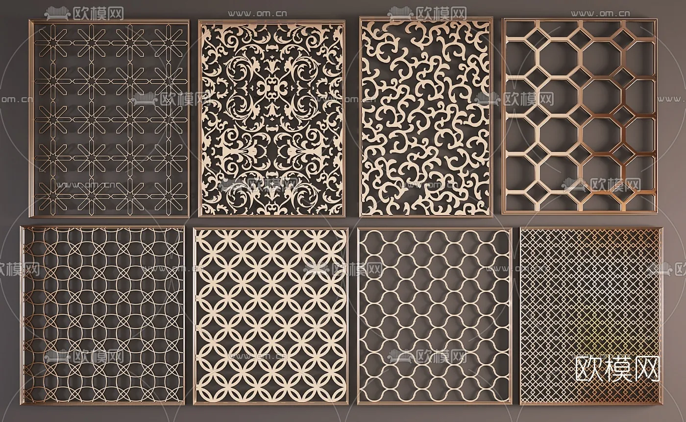 CNC Panels 3D Models - CNC Wall 3D Blocks - 027 - VRAY Render