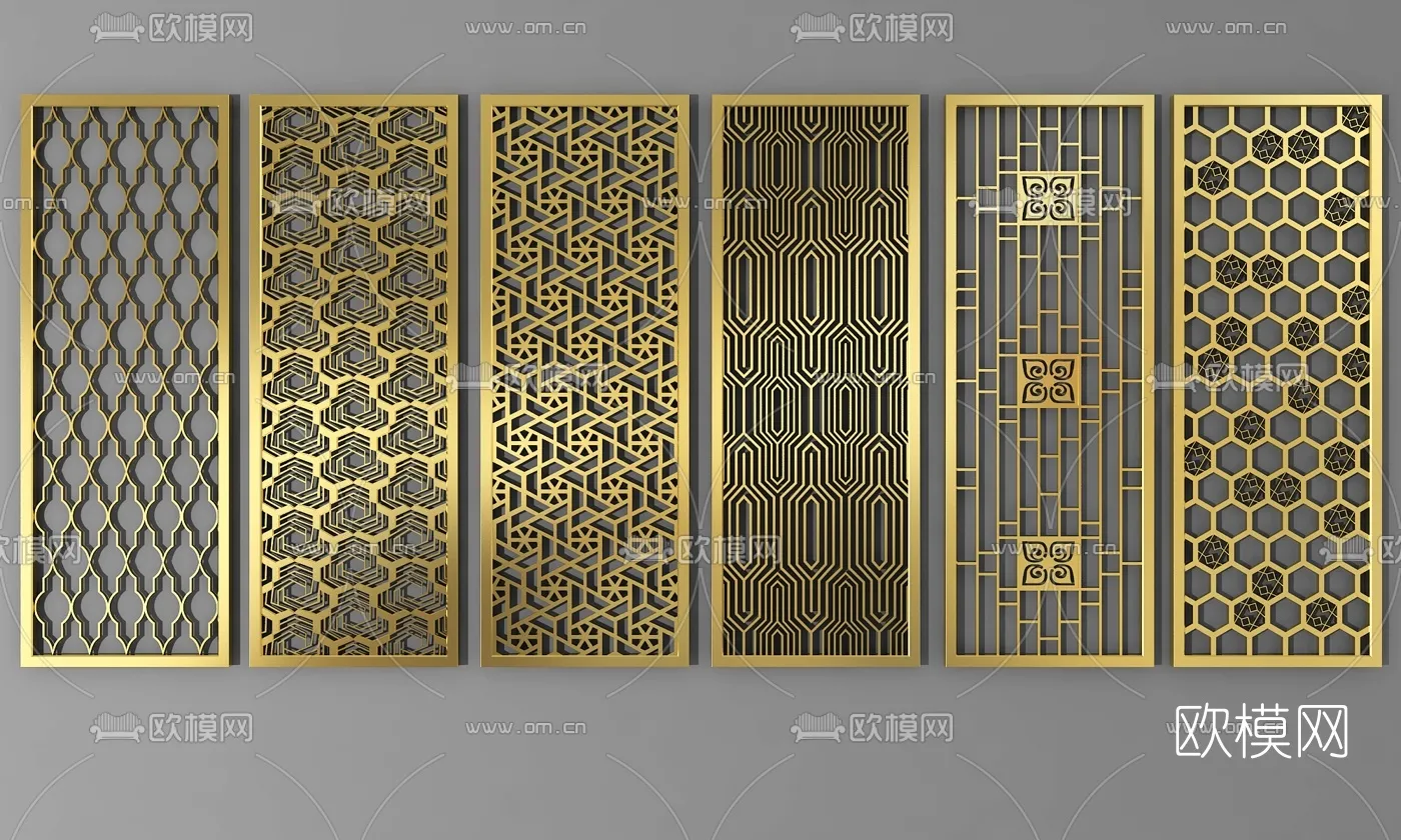 CNC Panels 3D Models - CNC Wall 3D Blocks - 032 - VRAY Render