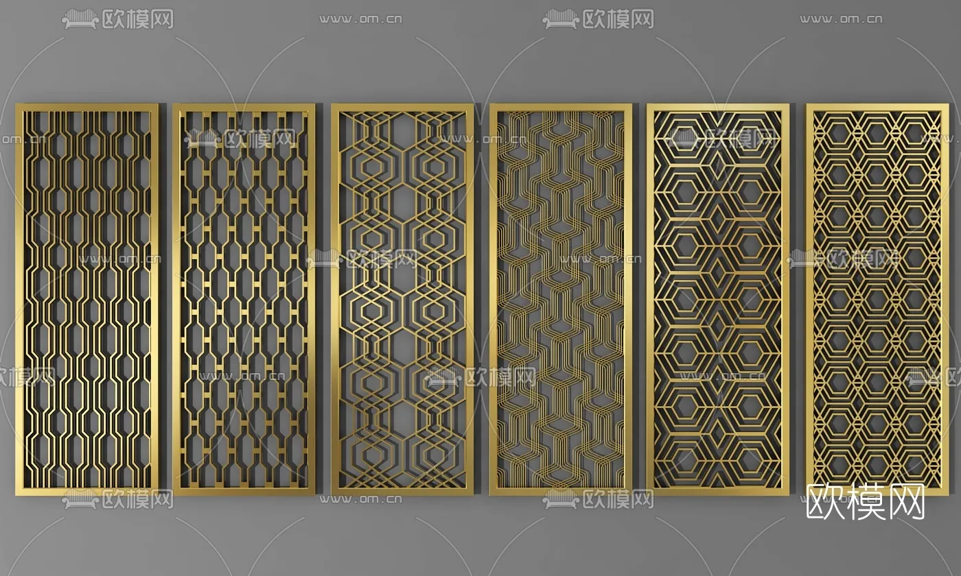 CNC Panels 3D Models - CNC Wall 3D Blocks - 034 - VRAY Render
