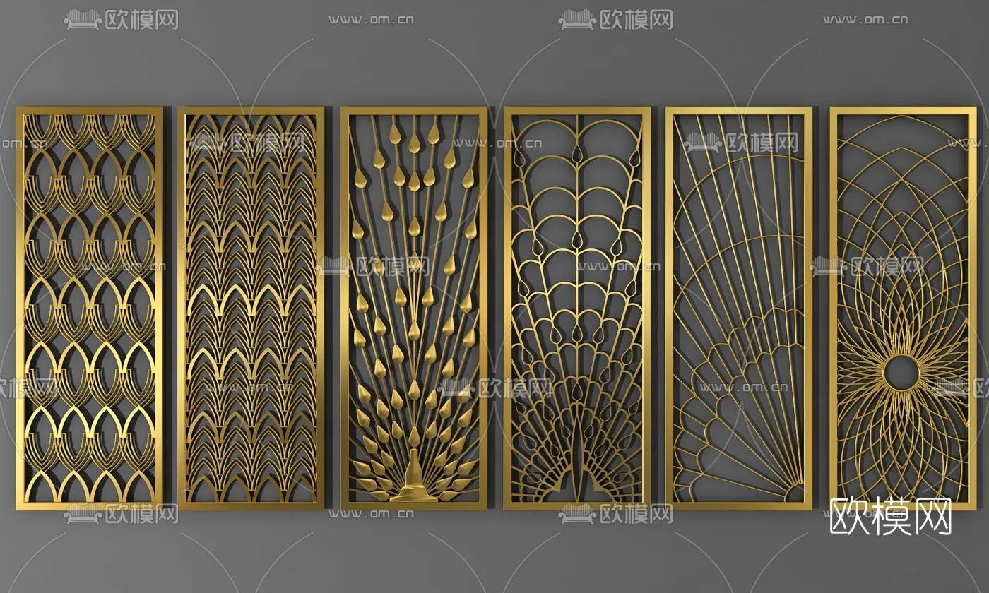 CNC Panels 3D Models - CNC Wall 3D Blocks - 043 - VRAY Render