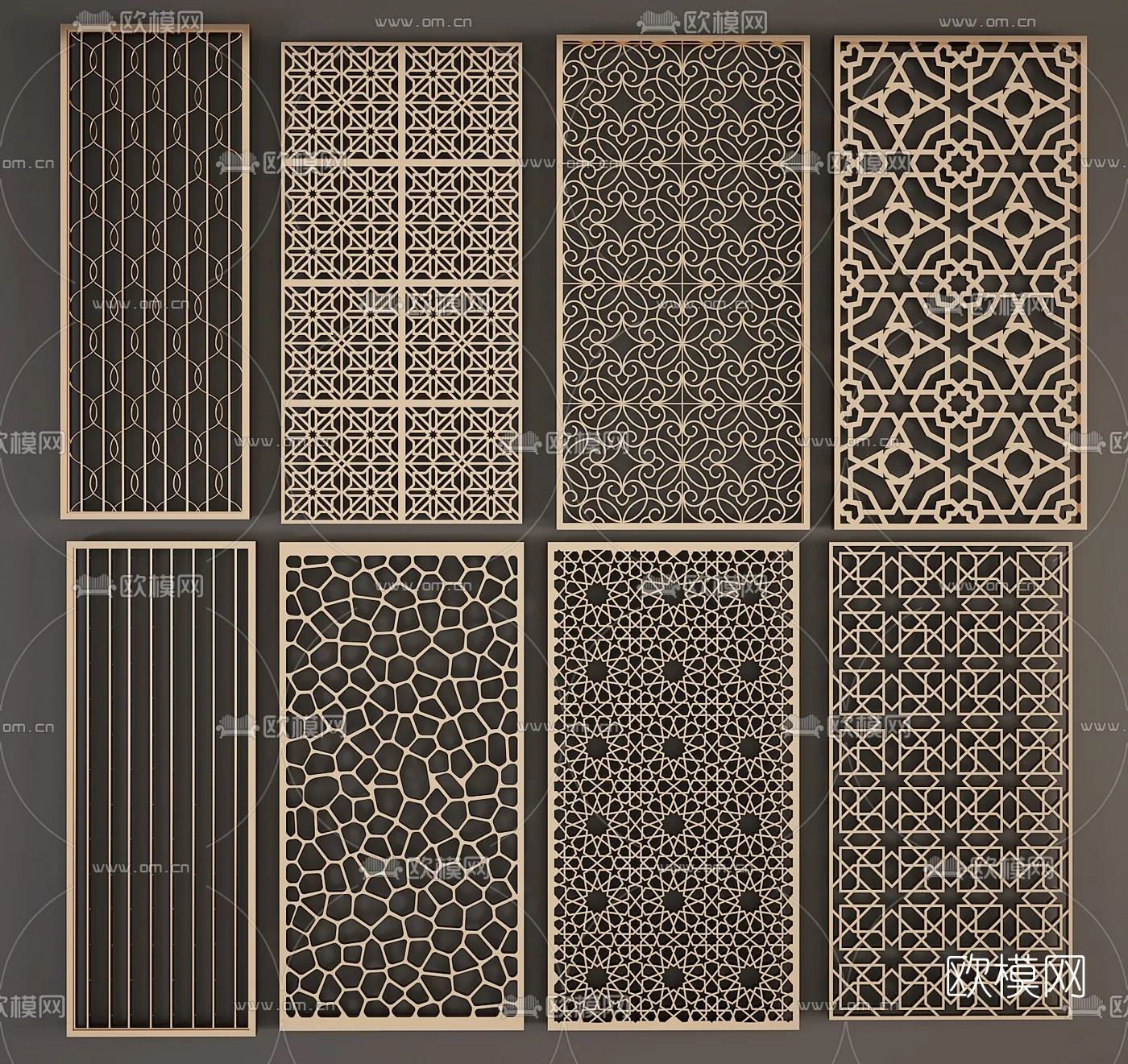 CNC Panels 3D Models - CNC Wall 3D Blocks - 044 - VRAY Render