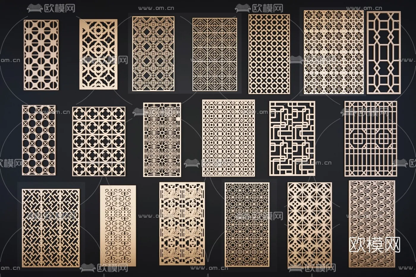 CNC Panels 3D Models - CNC Wall 3D Blocks - 060 - VRAY Render