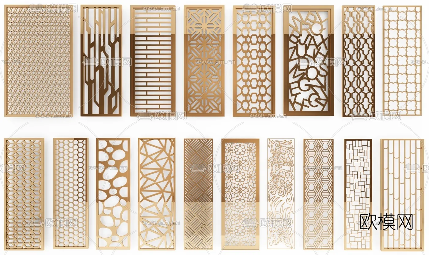 CNC Panels 3D Models - CNC Wall 3D Blocks - 062 - VRAY Render