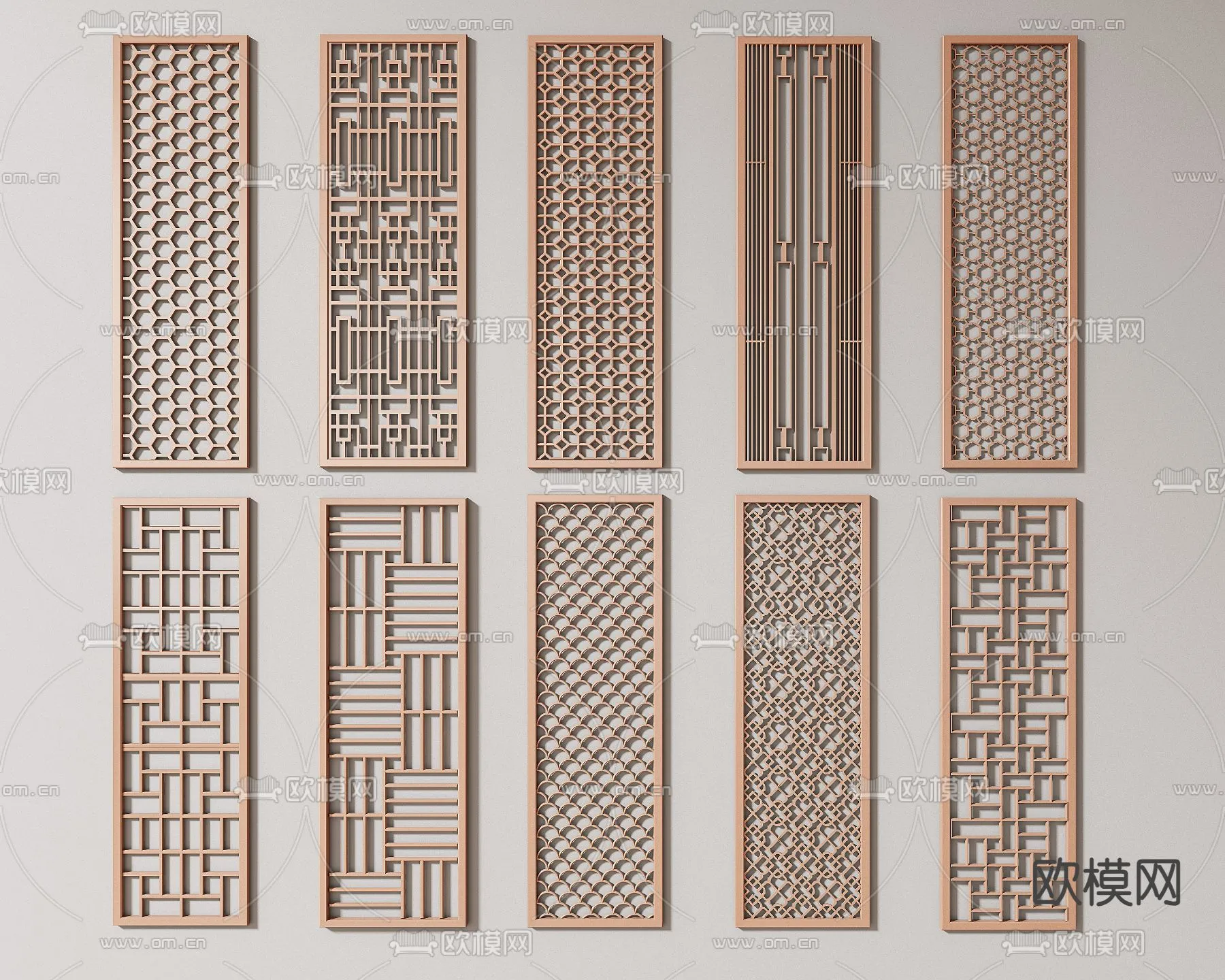 CNC Panels 3D Models - CNC Wall 3D Blocks - 093 - VRAY Render