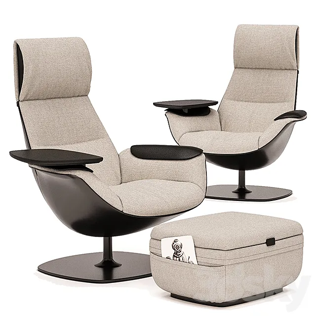 Coalesse Massaud Lounge Chair and Ottoman 5 colors 3D Model