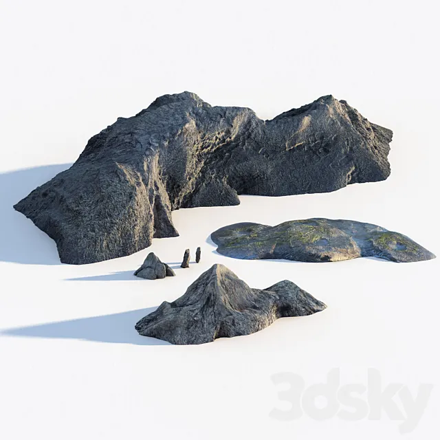 Coastal rock bundle 3D Model