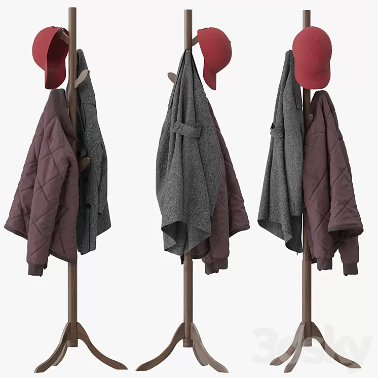 Coat Rack 8 Hooks 3D Model Free