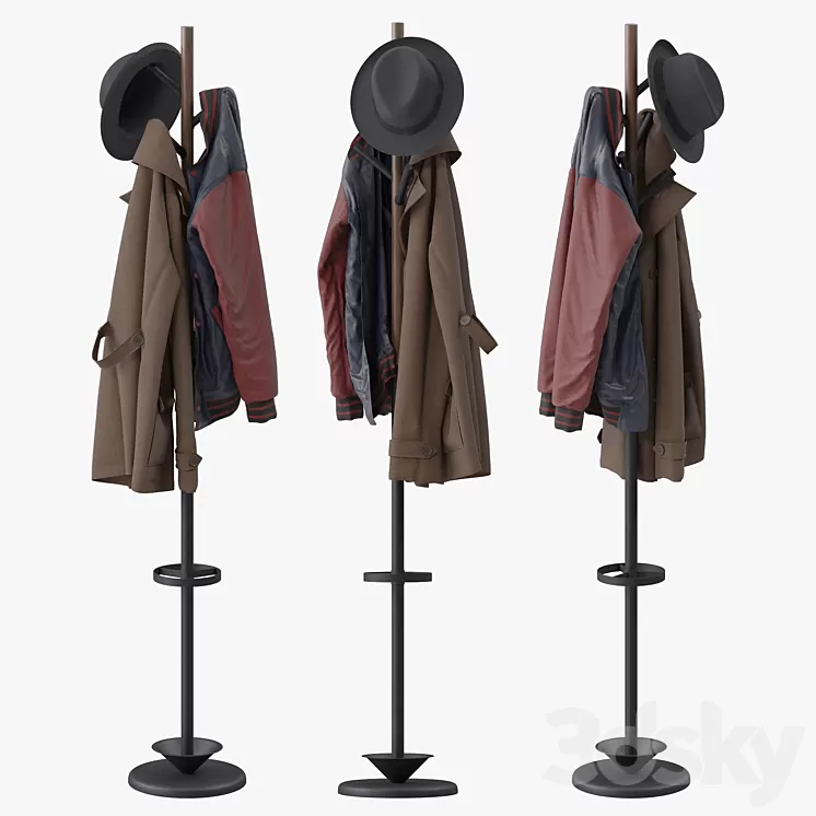 Coat Rack with Umbrella 3D Model Free