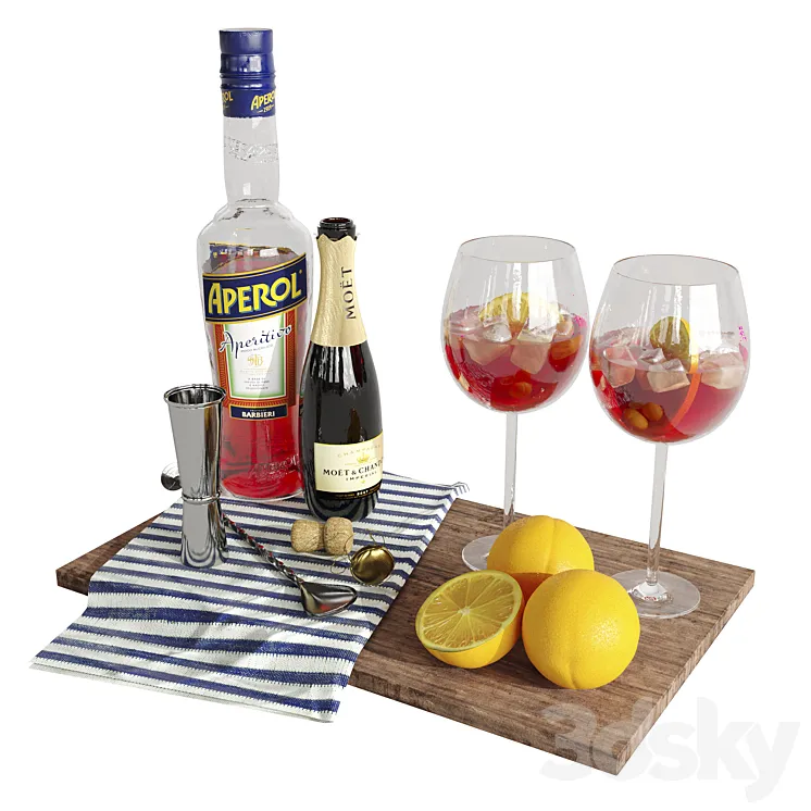Cocktail aperol 1 set 4 3D Model Free