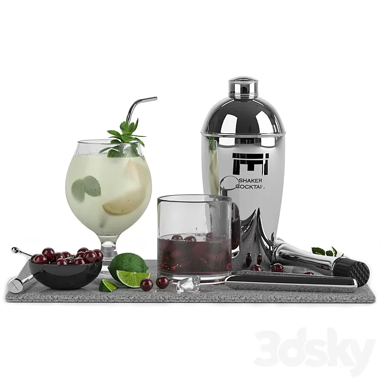 cocktail Decor set 3D Model