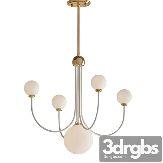 Coco 5-light aged brass white led chandelier with opal shiny glass shade 3D Model Download