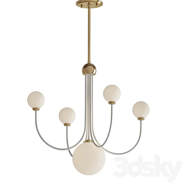 Coco 5-Light Aged Brass White LED Chandelier with Opal Shiny Glass Shade Free Download