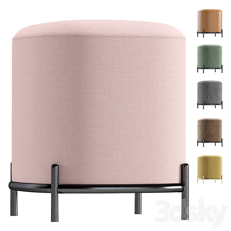 Coco Pouf iModern Velvet and Leather/Пуф Coco 3D Model Free