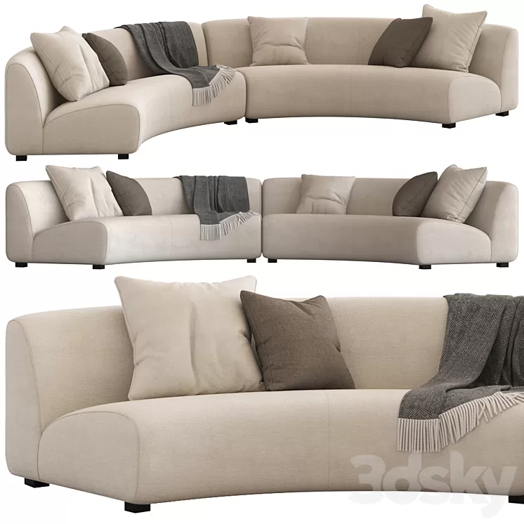 Coco Republic Adele Curved Modular Sofa 3D Model