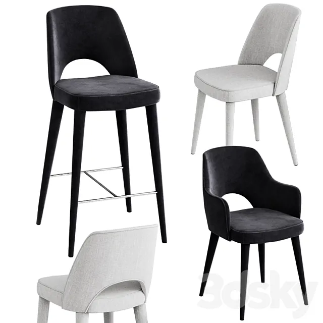 Coco Republic Astor Barstool Dining Chair 3D Model