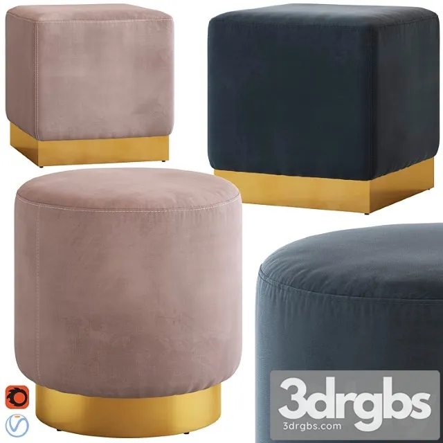 Coco republic baxter ottoman 2 3D Model Free