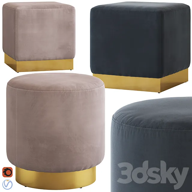 Coco Republic Baxter Ottoman 3D Model