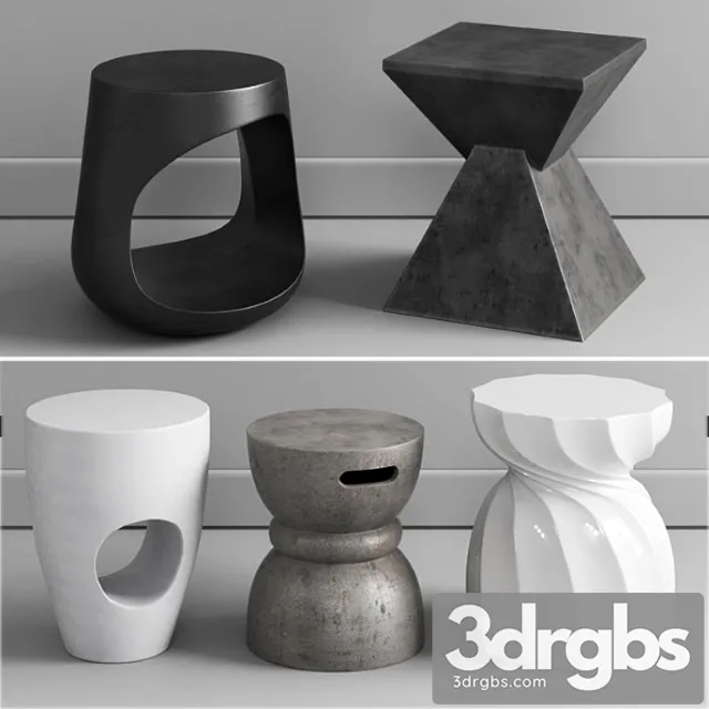 Coco republic concrete stools 2 3D Model Free