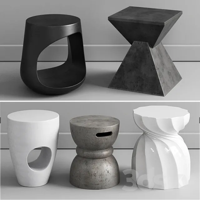 Coco Republic Concrete Stools 3D Model