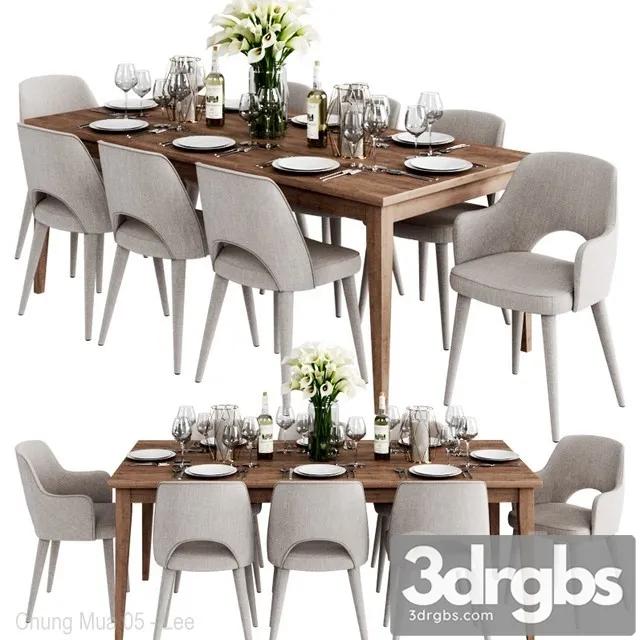 Coco Republic Dinning Set 3D Model Free