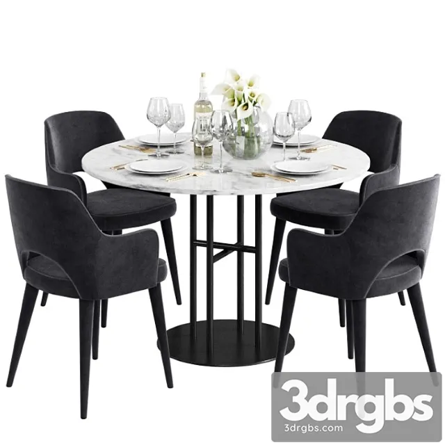 Coco republic flex dining table & astor carver dining chair 2 3D Model Free