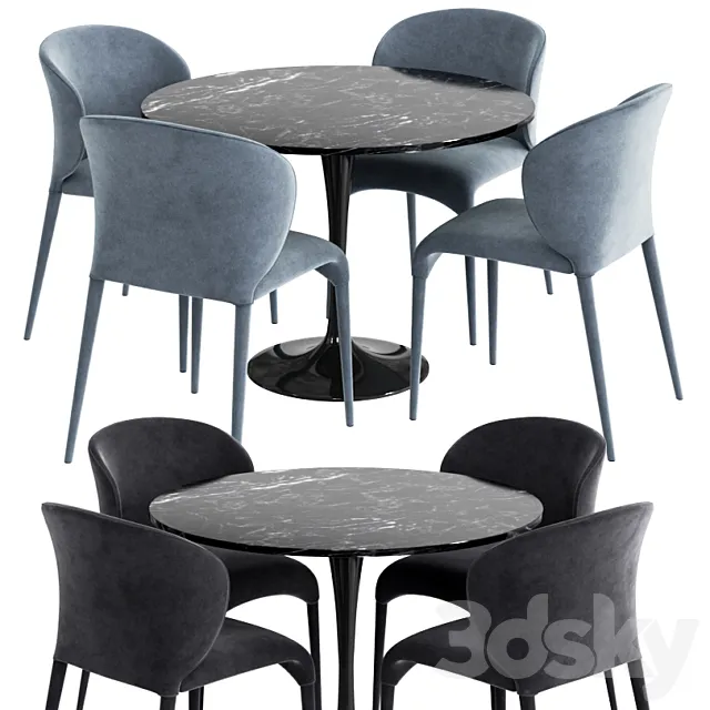 Coco Republic & Knoll Dinning Set 3D Model