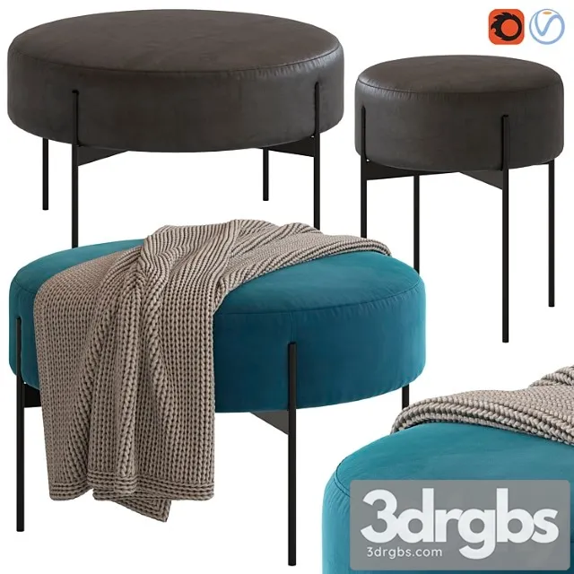 Coco republic lido ottoman 2 3D Model Free