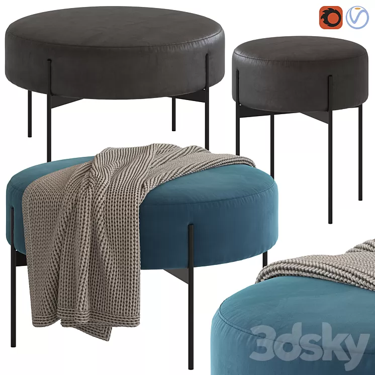 Coco Republic Lido Ottoman 3D Model