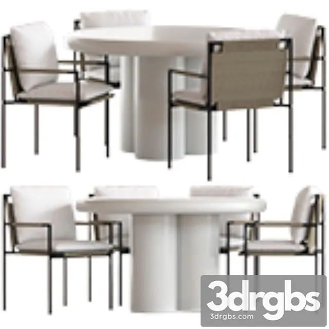 Coco Republic Malmo Chair and Anchorage Table 3D Model Free