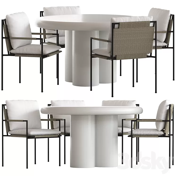 Coco Republic Malmo Chair and Anchorage Table 3D Model