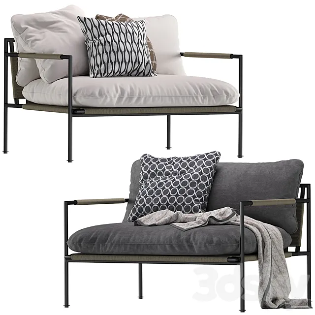 Coco Republic Malmo Outdoor Lounge Chair 3D Model