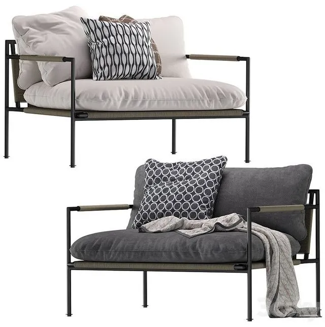 Coco Republic Malmo outdoor lounger 3D Model