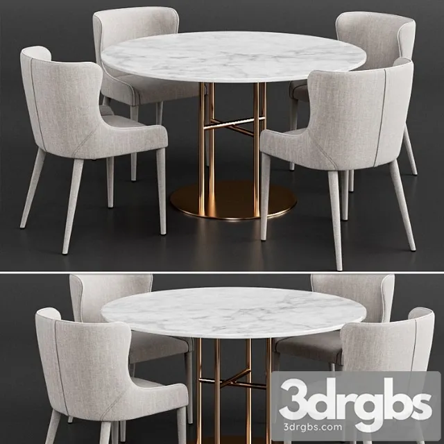 Coco Republic Markson Dining Chair Flex Dining Table 3D Model Free
