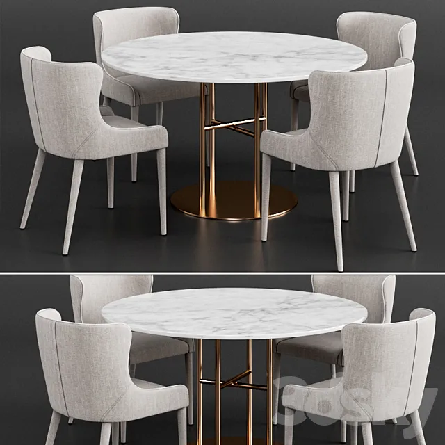 Coco Republic Markson Dining Chair & Flex Dining Table 3DModel